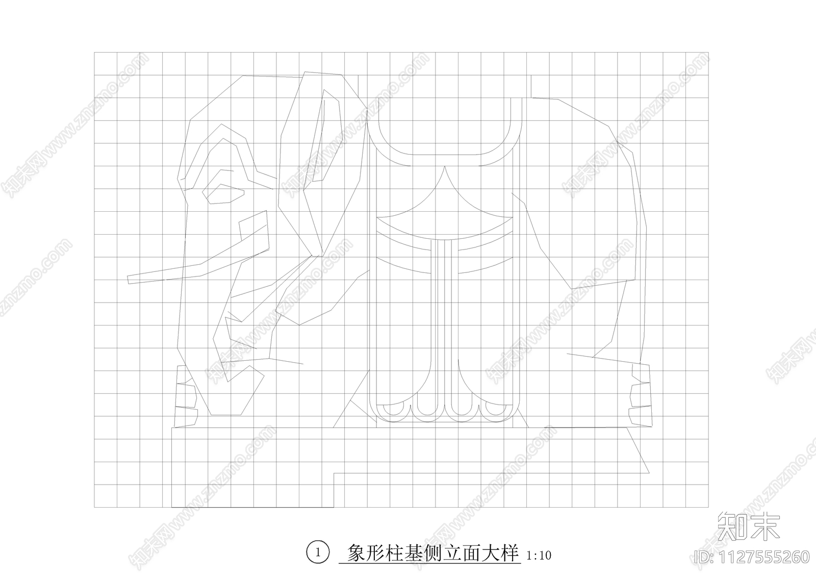 入口门廊立面及细部大样cad施工图下载【ID:1127555260】