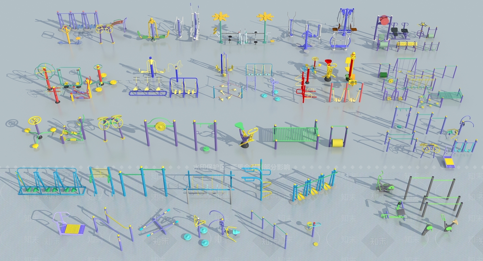 户外健身器材3D模型下载【ID:1127557652】