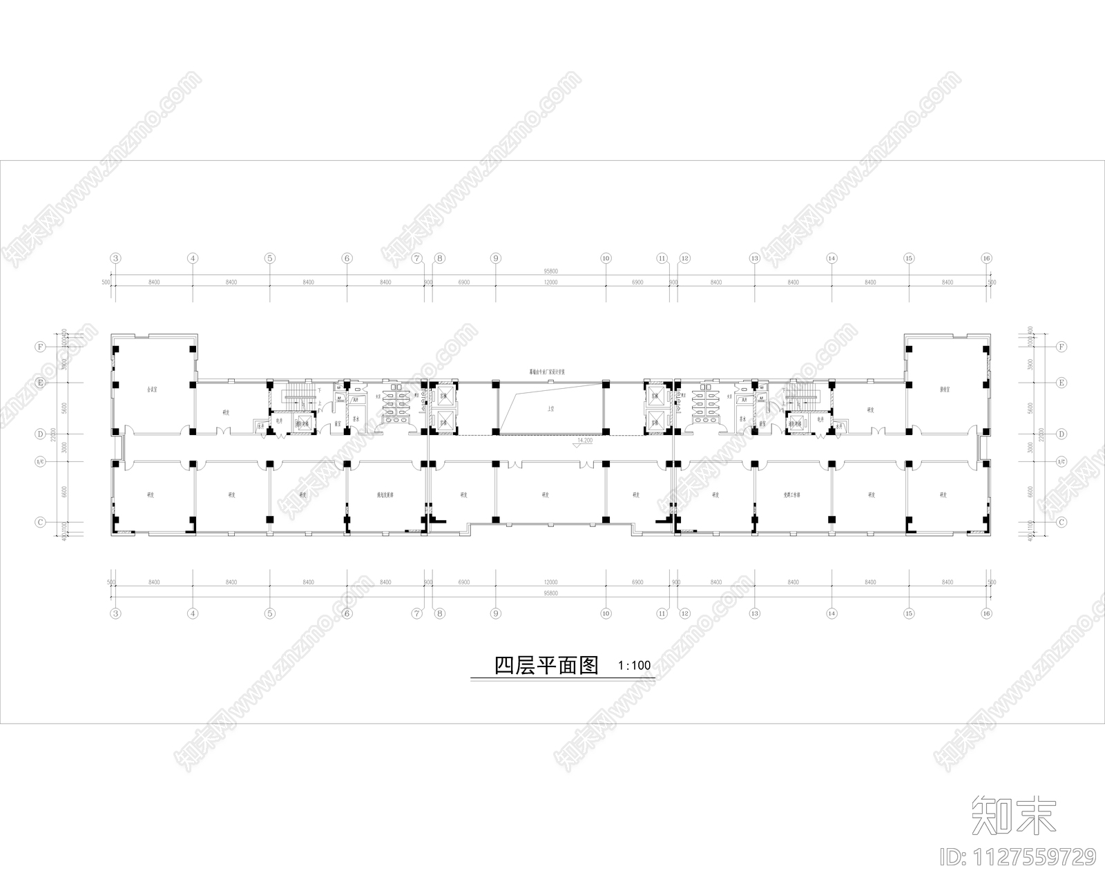 现代科技大厦建筑共15层平面设计方案cad施工图下载【ID:1127559729】