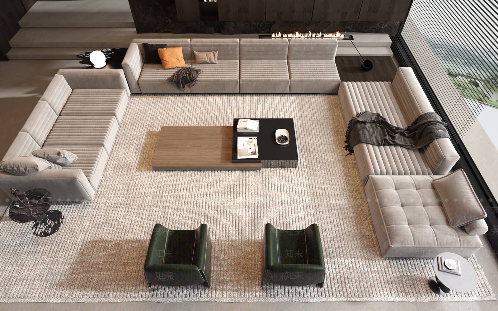Minotti现代沙发茶几组合3D模型下载【ID:1127561602】_知末3d模型网