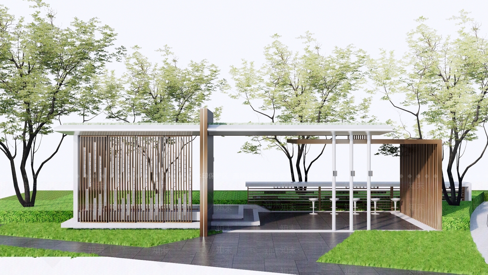 现代风格廊架SU模型下载【ID:1127561465】