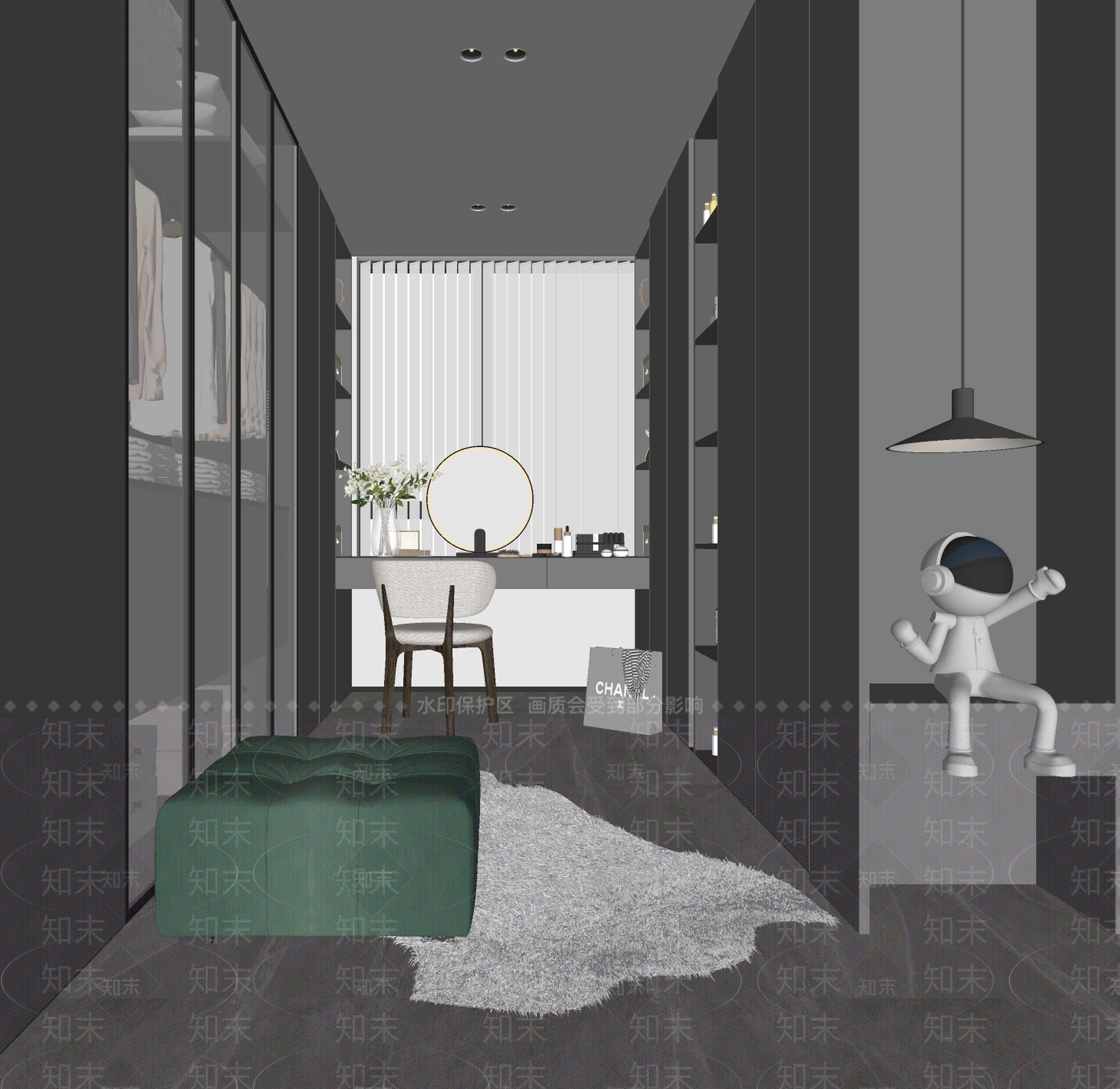现代衣帽间SU模型下载【ID:1127563081】