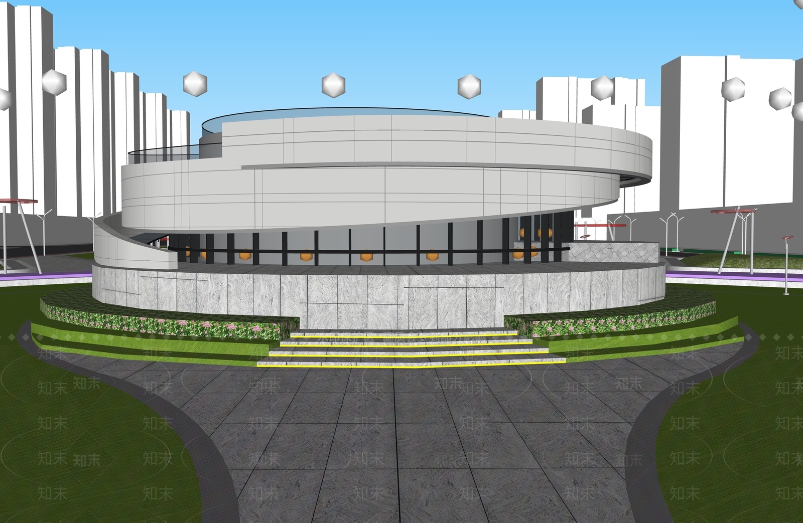 现代社区图书馆SU模型下载【ID:1127563231】