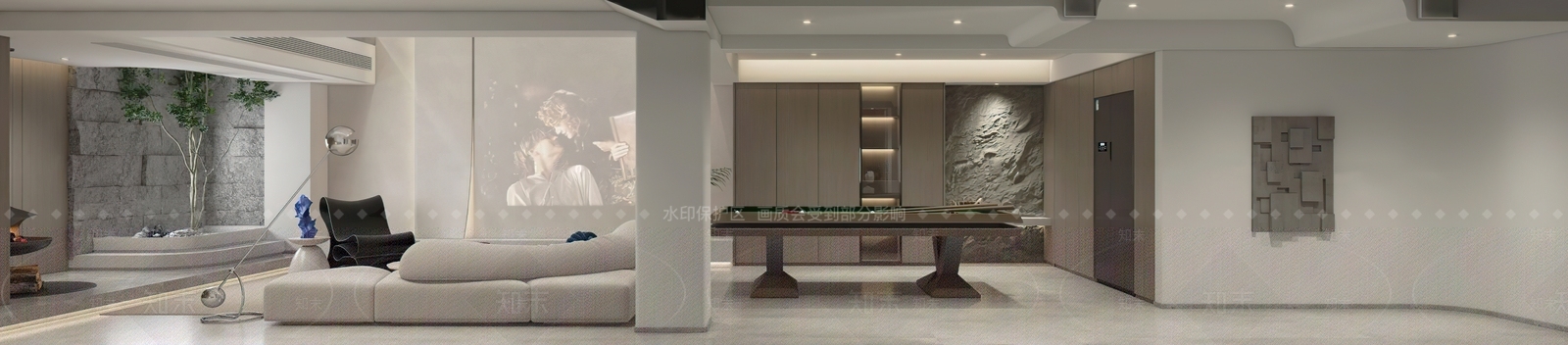 现代家居台球室3D模型下载【ID:1127565034】