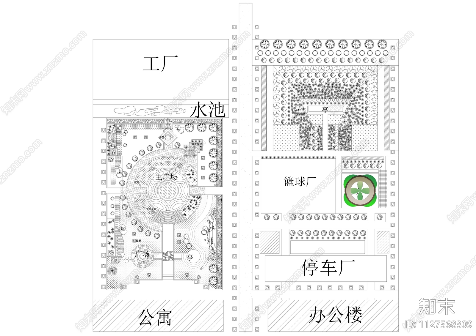 厂区园林规划平面图施工图下载【ID:1127568309】