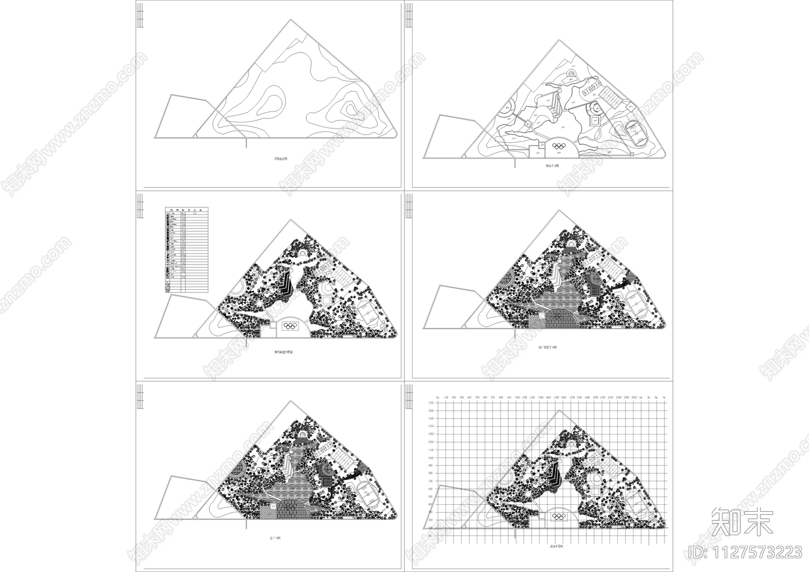 三角地块奥运主题公园景观施工图下载【ID:1127573223】