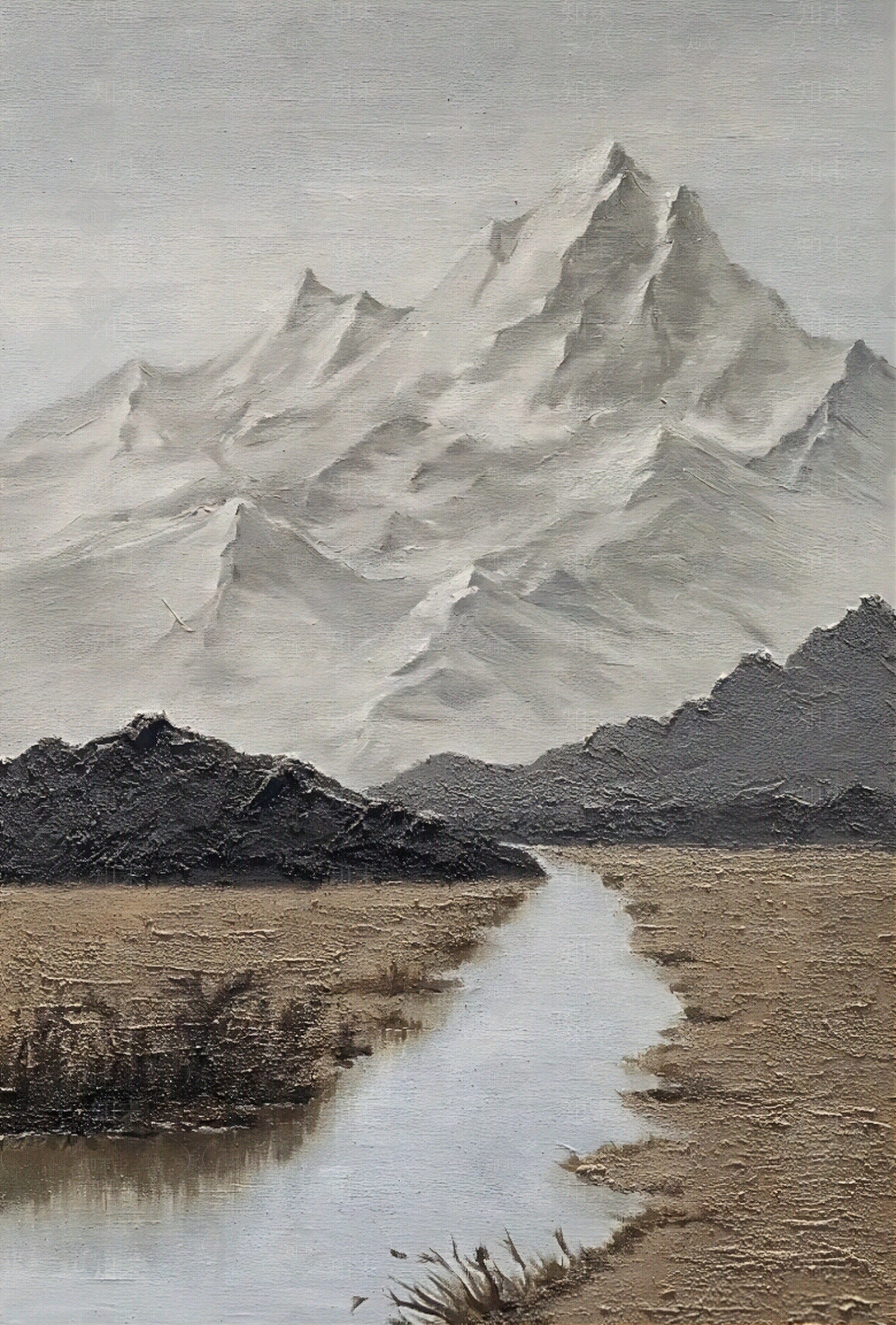 侘寂风装饰画手绘装饰画贴图下载【ID:1127574218】