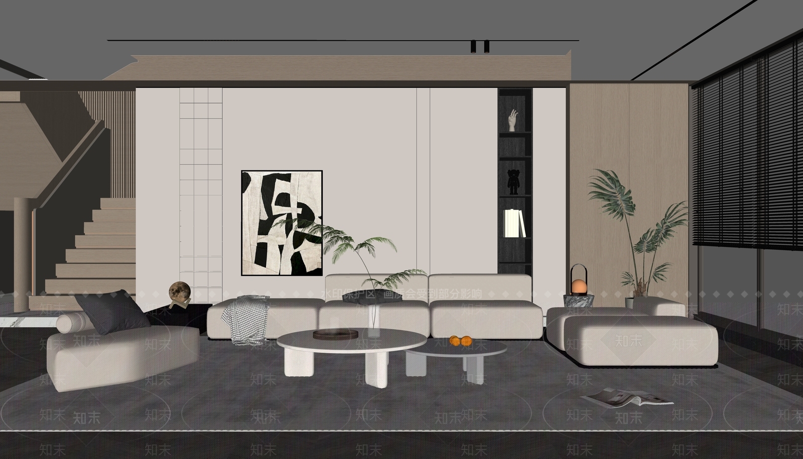 现代客厅SU模型下载【ID:1127578113】