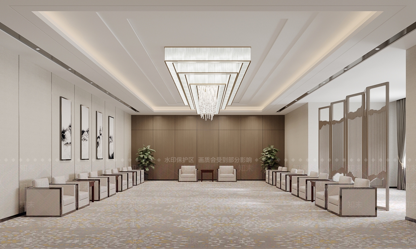 新中式会客室3D模型下载【ID:1127585447】