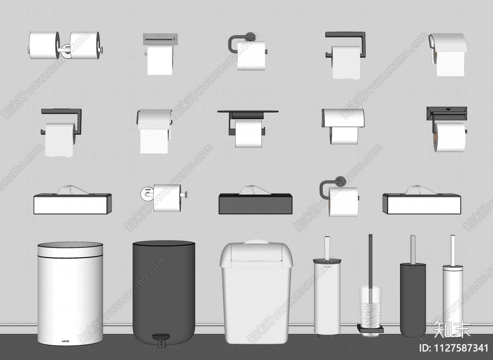 卫浴纸巾盒厕纸盒组合SU模型下载【ID:1127587341】