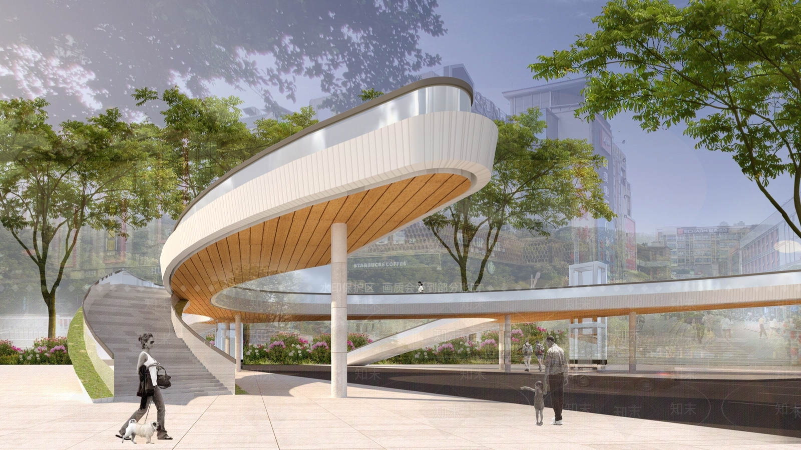 现代过街天桥SU模型下载【ID:1127588887】