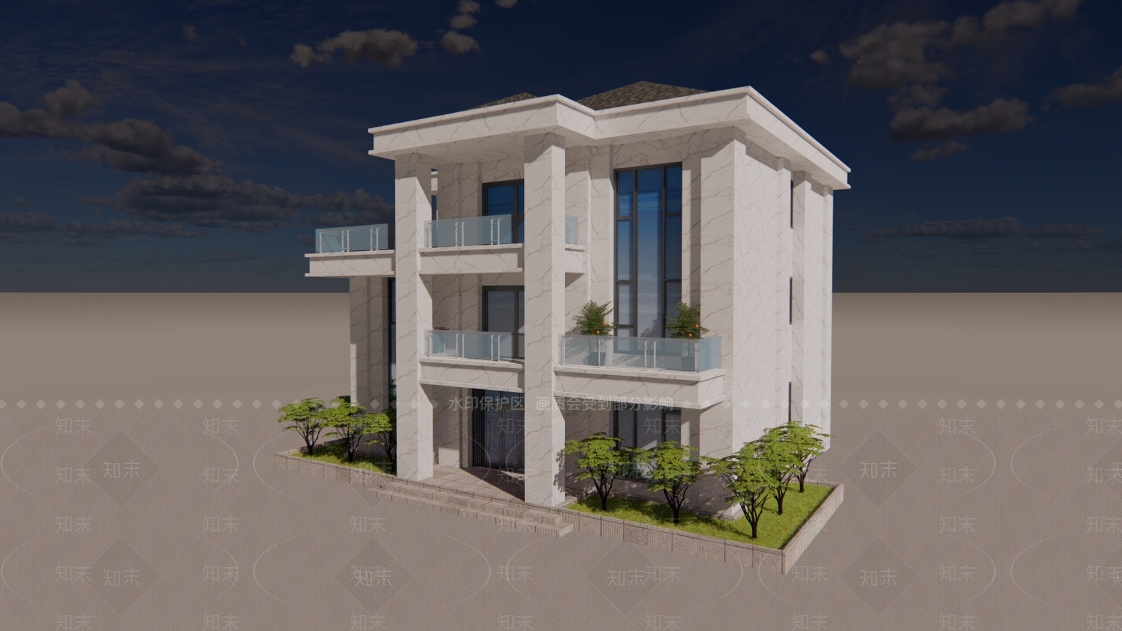 现代农村别墅自建房SU模型下载【ID:1127590878】