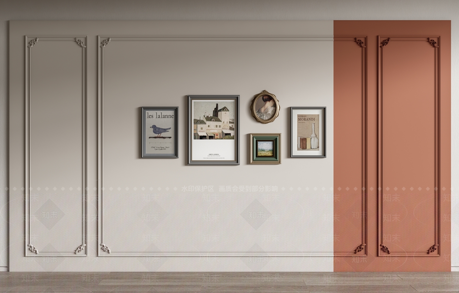 简欧雕花护墙板SU模型下载【ID:1127595137】