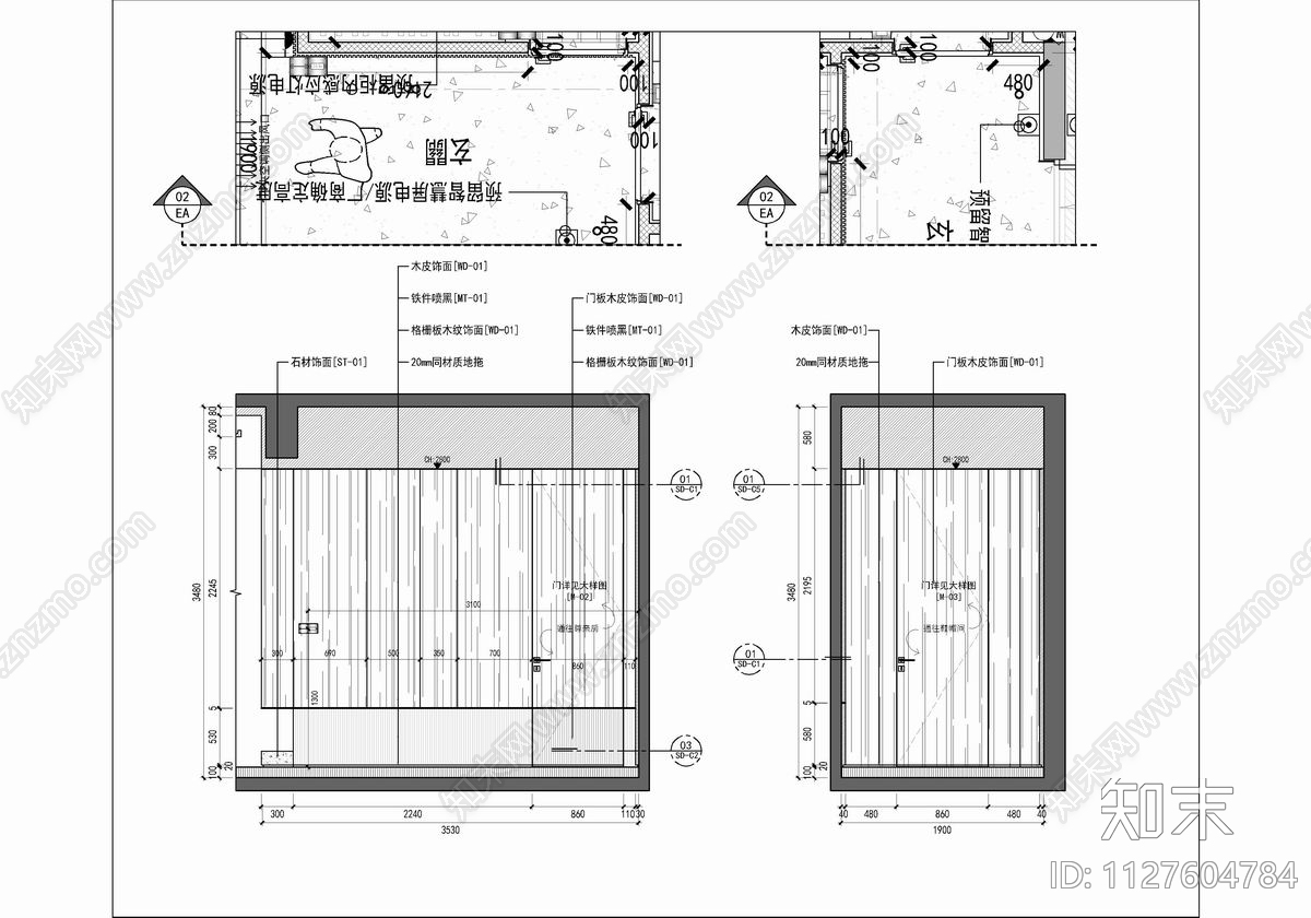 250㎡大平层样板间CAD施工图cad施工图下载【ID:1127604784】