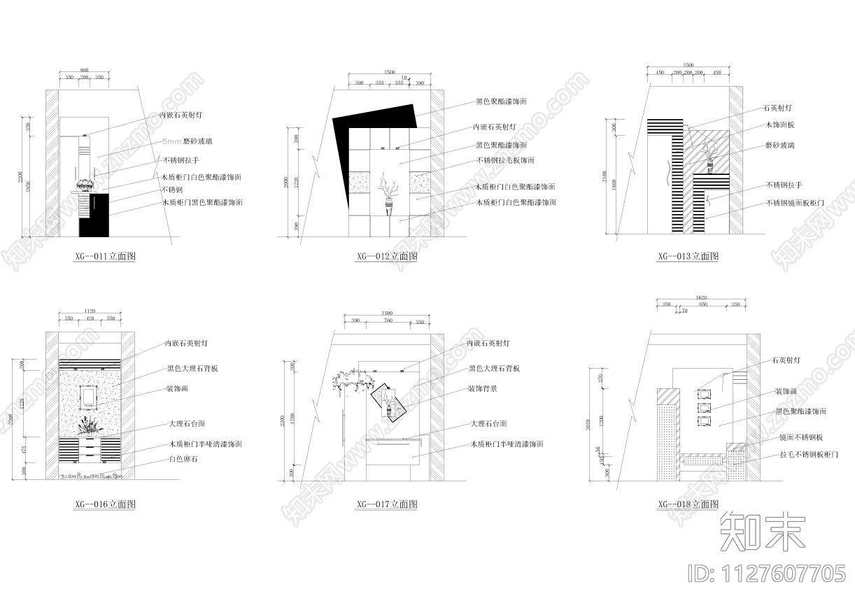 柜体立面图cad施工图下载【ID:1127607705】