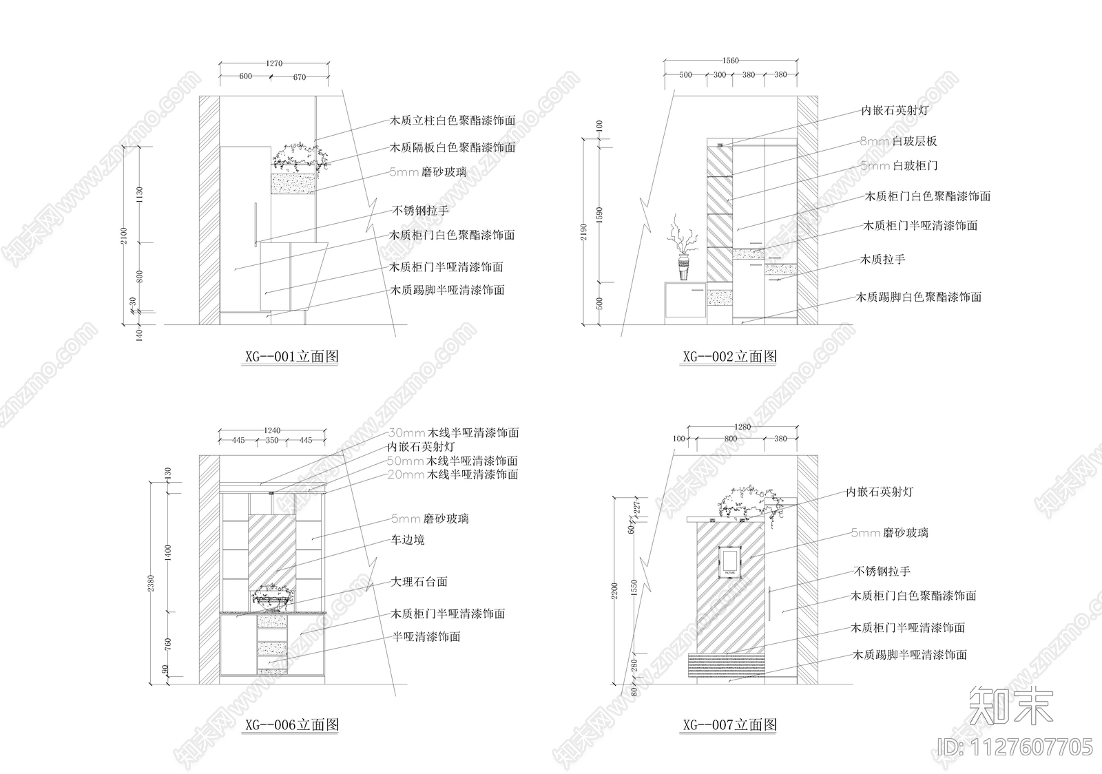 柜体立面图cad施工图下载【ID:1127607705】