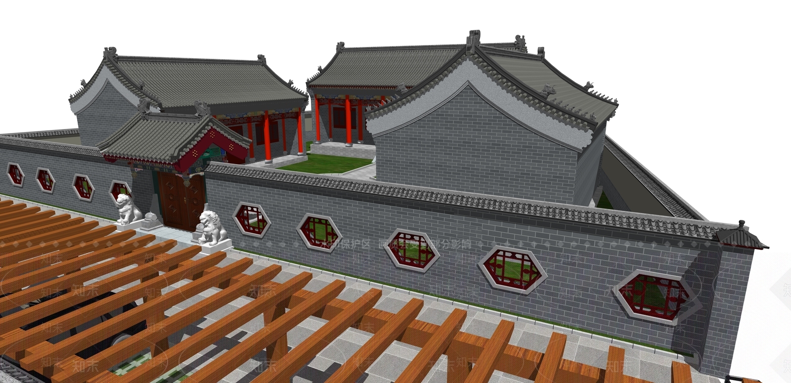 中式四合院SU模型下载【ID:1127609669】_知末su模型网