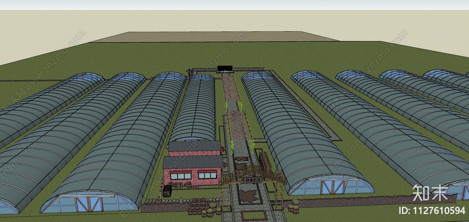 现代蔬菜大棚SU模型下载【ID:1127610594】