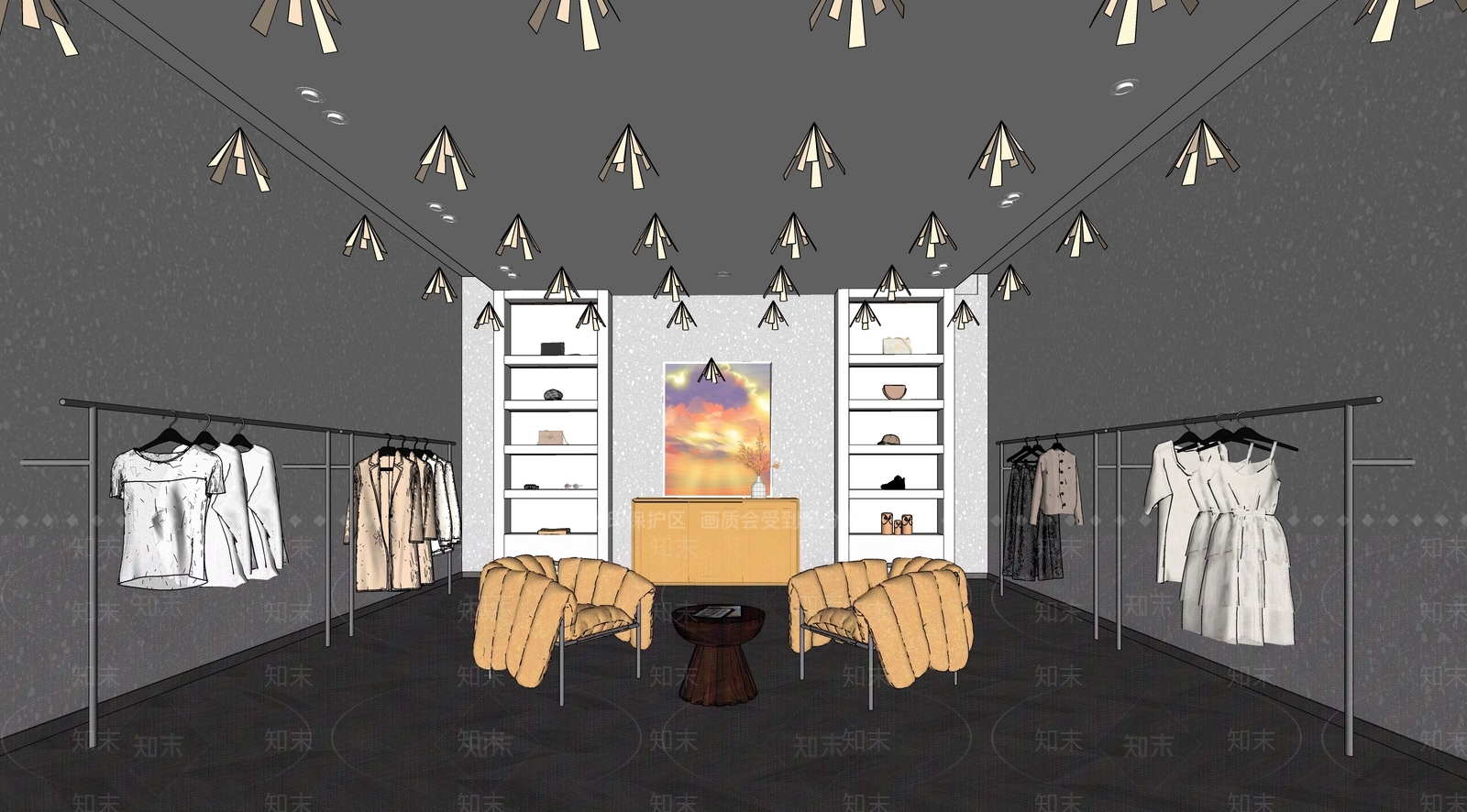 现代服装店SU模型下载【ID:1127616498】