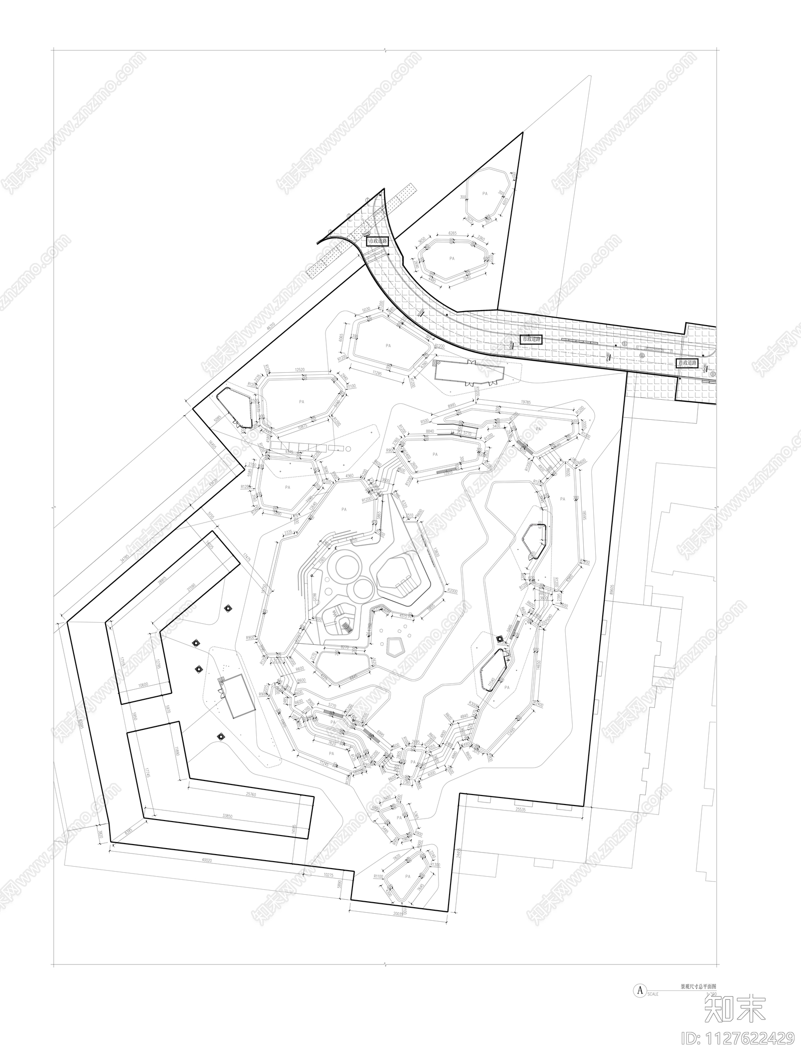 趣味盒子休闲广场cad施工图下载【ID:1127622429】