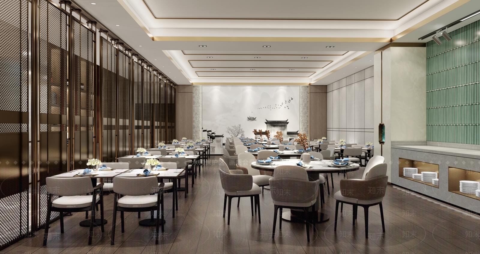 现代自助餐厅SU模型下载【ID:1127624945】