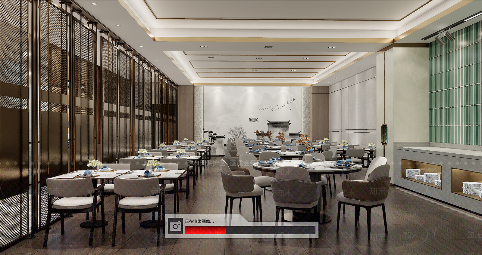 现代自助餐厅SU模型下载【ID:1127624945】