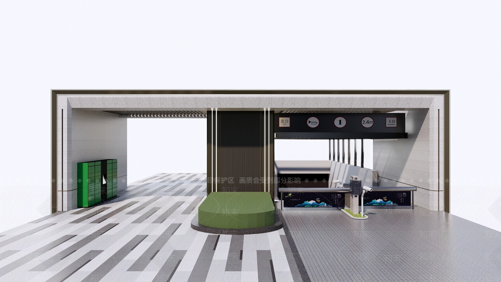 现代地下车库出入口SU模型下载【ID:1127627577】