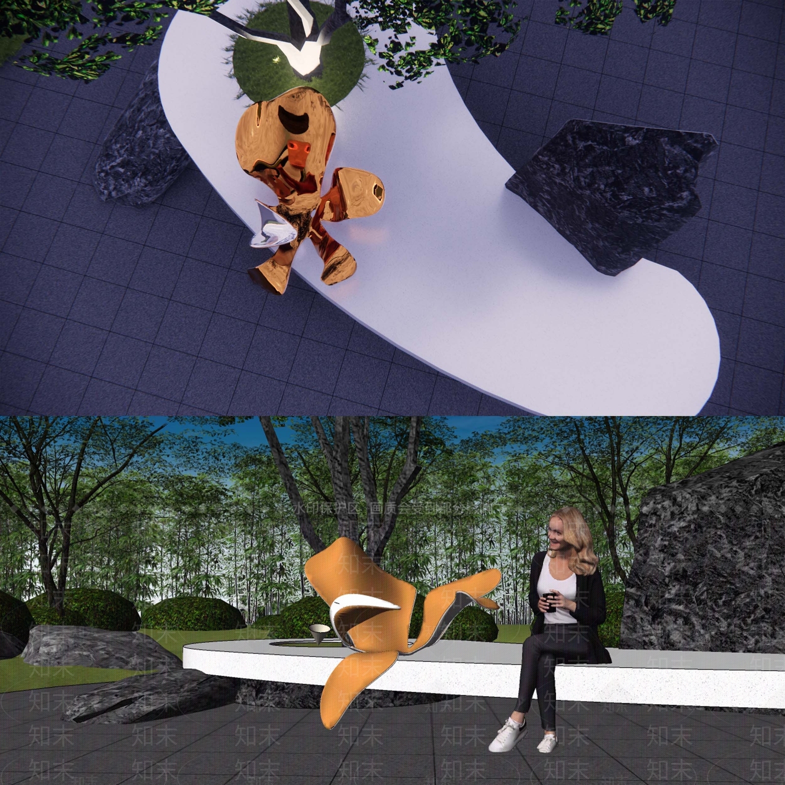 现代花朵雕塑SU模型下载【ID:1127635565】