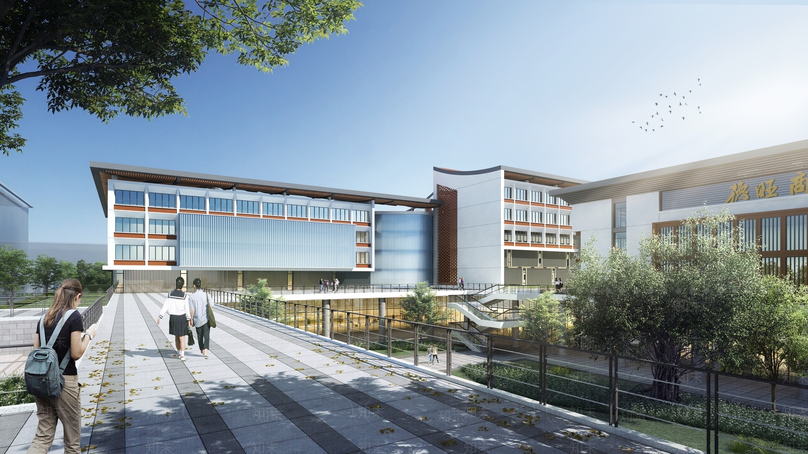 现代学校建筑SU模型草图