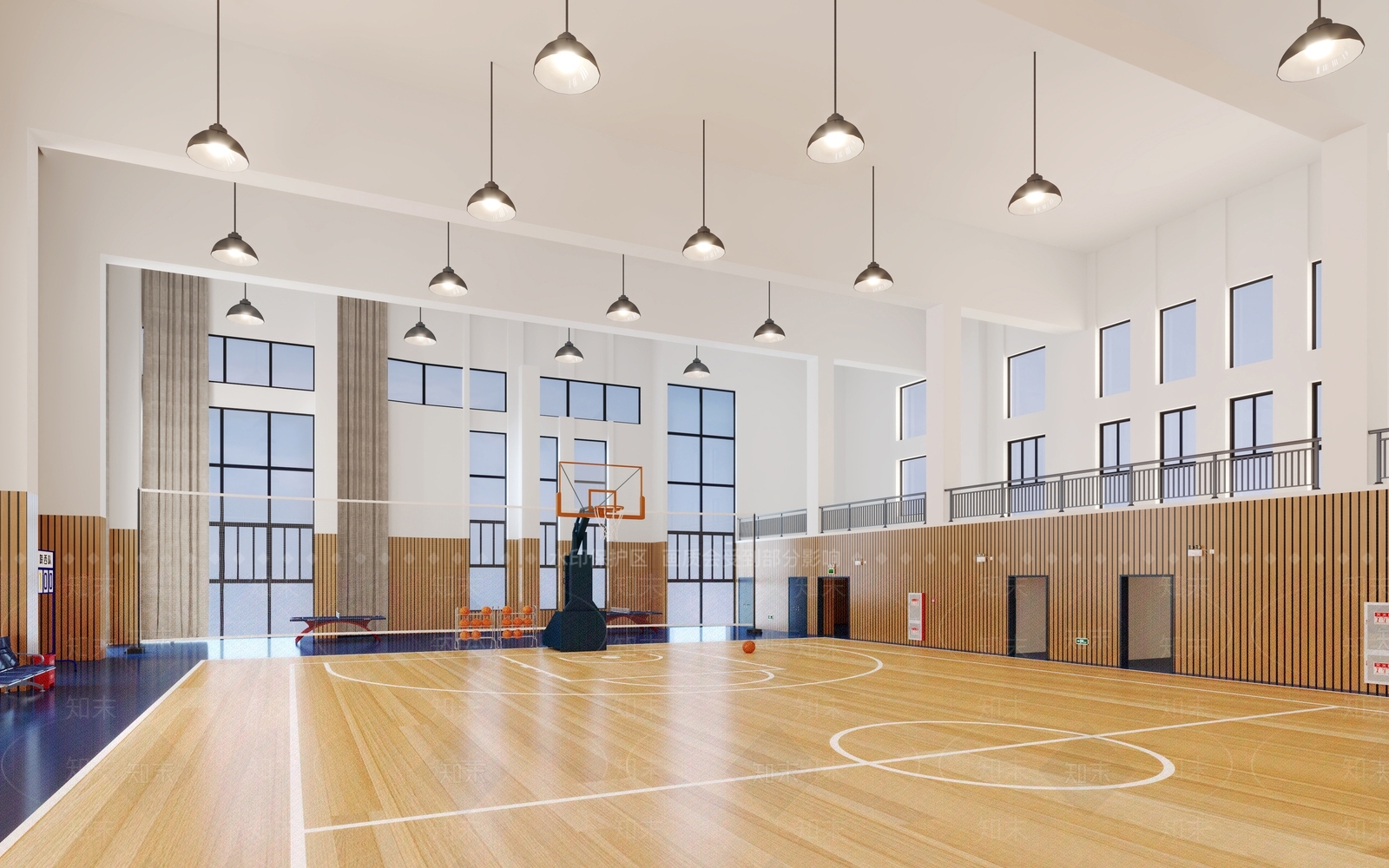 现代篮球场3D模型下载【ID:1127655555】