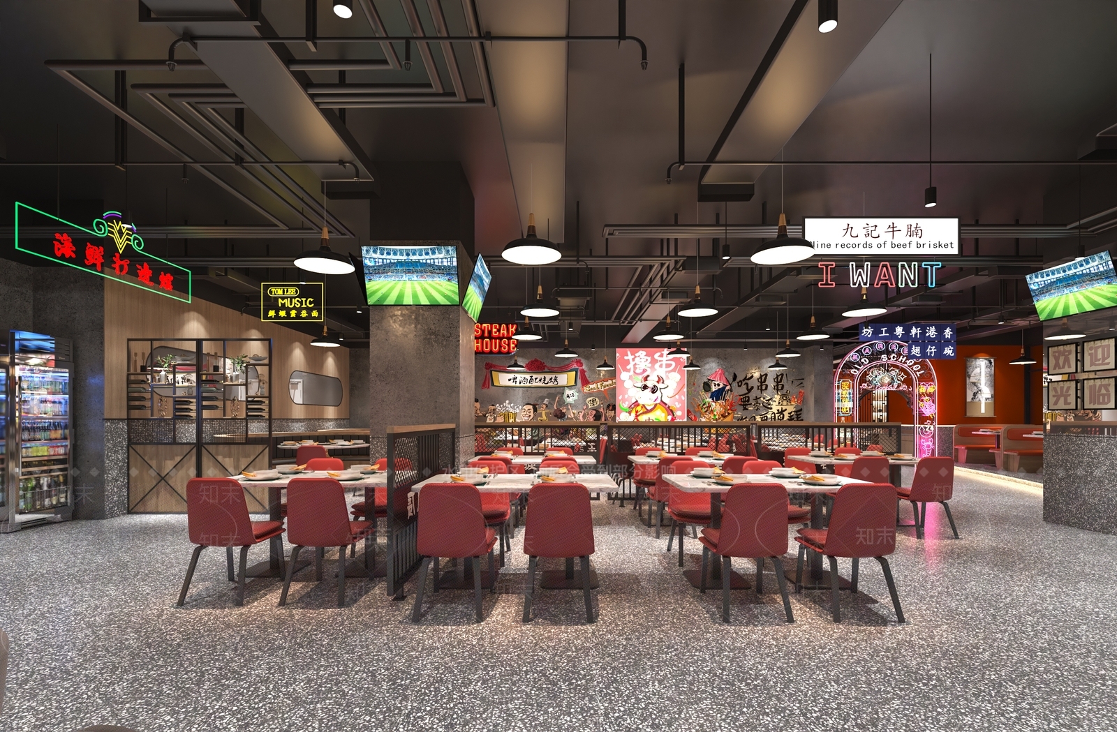 工业风火锅店3D模型下载【ID:1127656313】