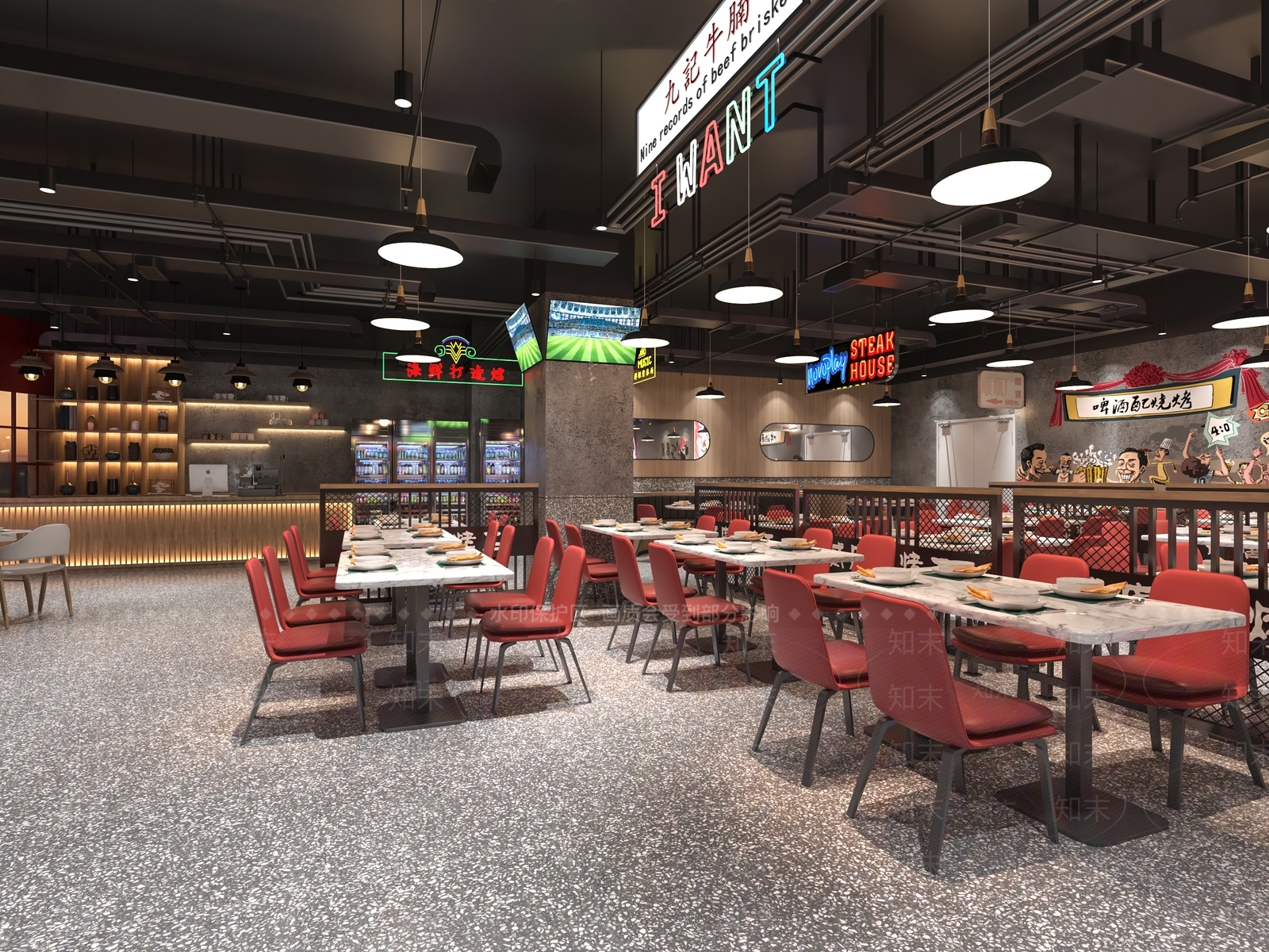 工业风火锅店3D模型下载【ID:1127656313】