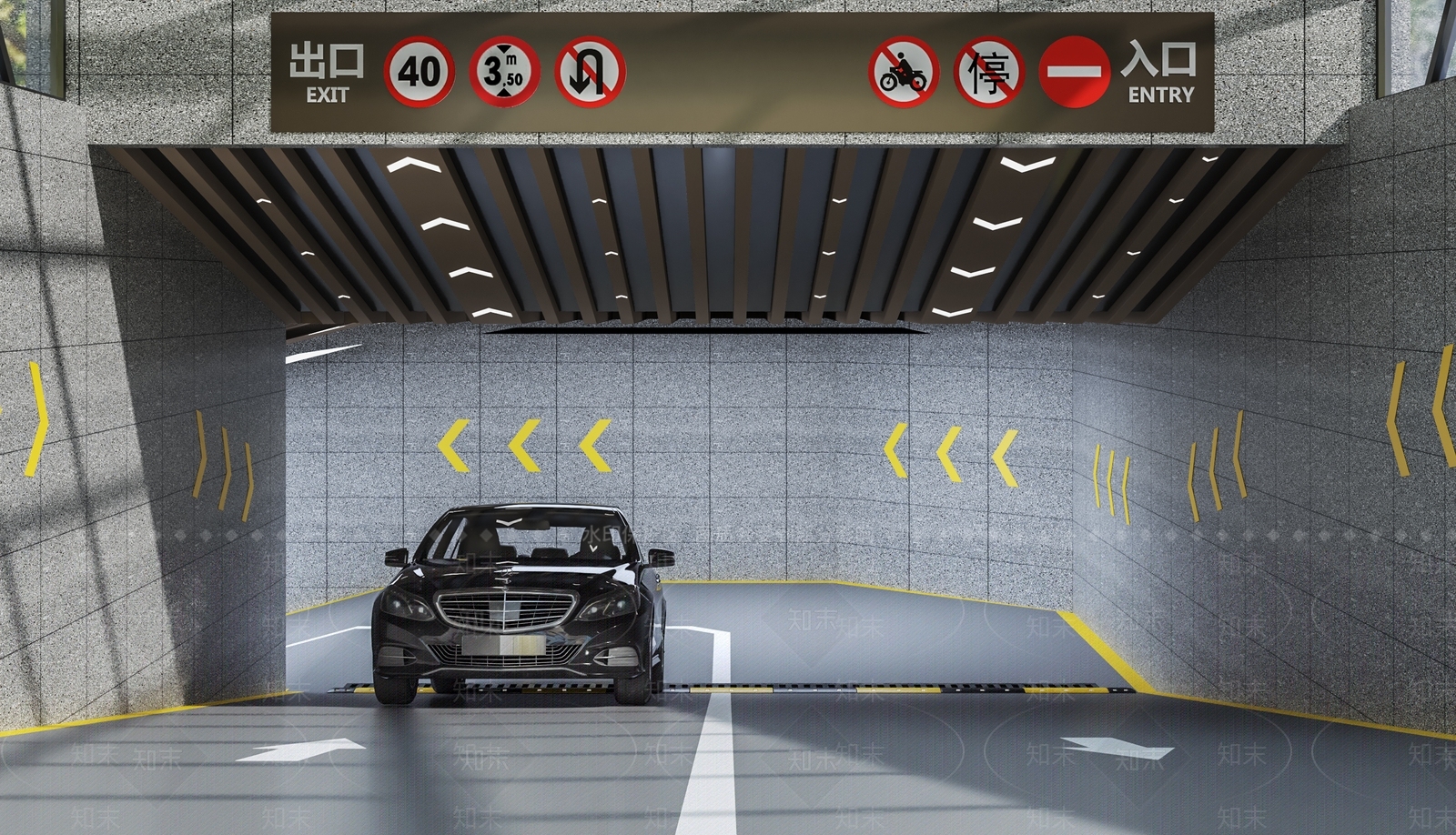 现代地下停车场入口3D模型下载【ID:1127659605】