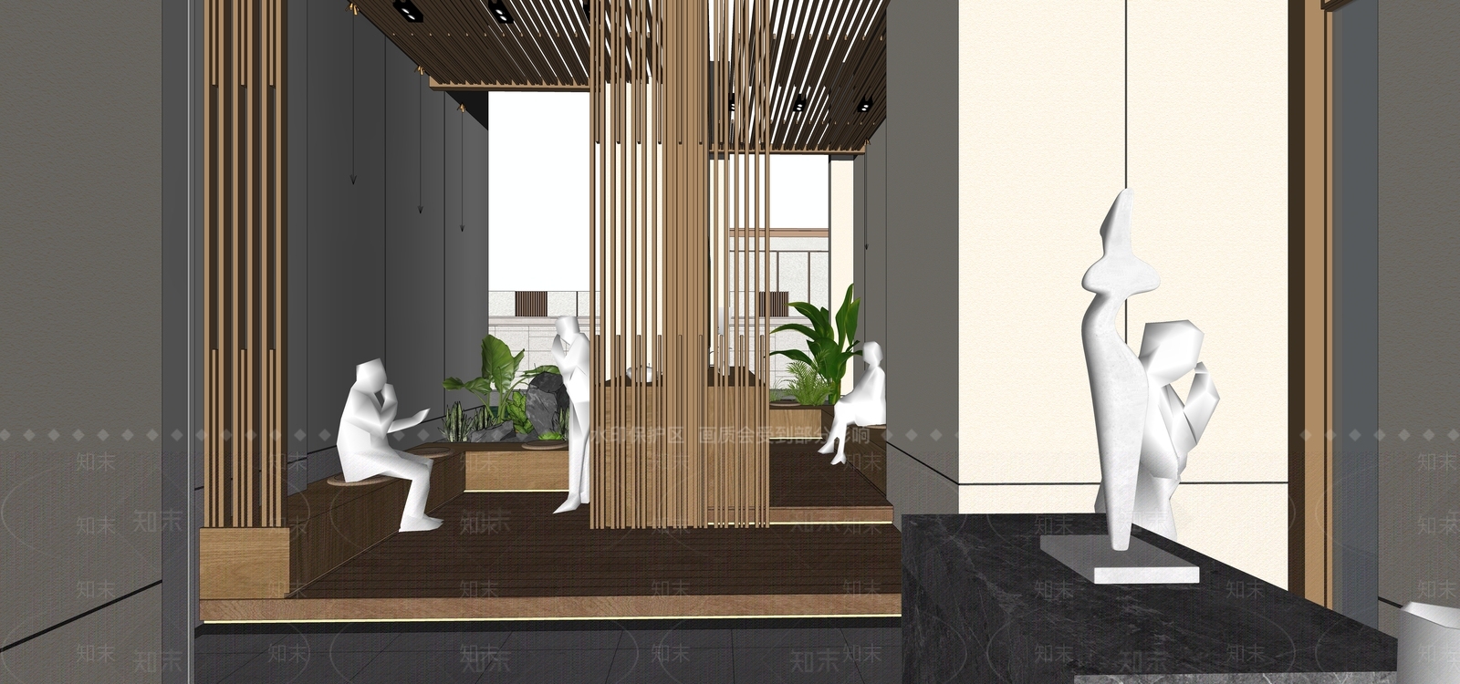 现代艺术画廊SU模型下载【ID:1127660808】