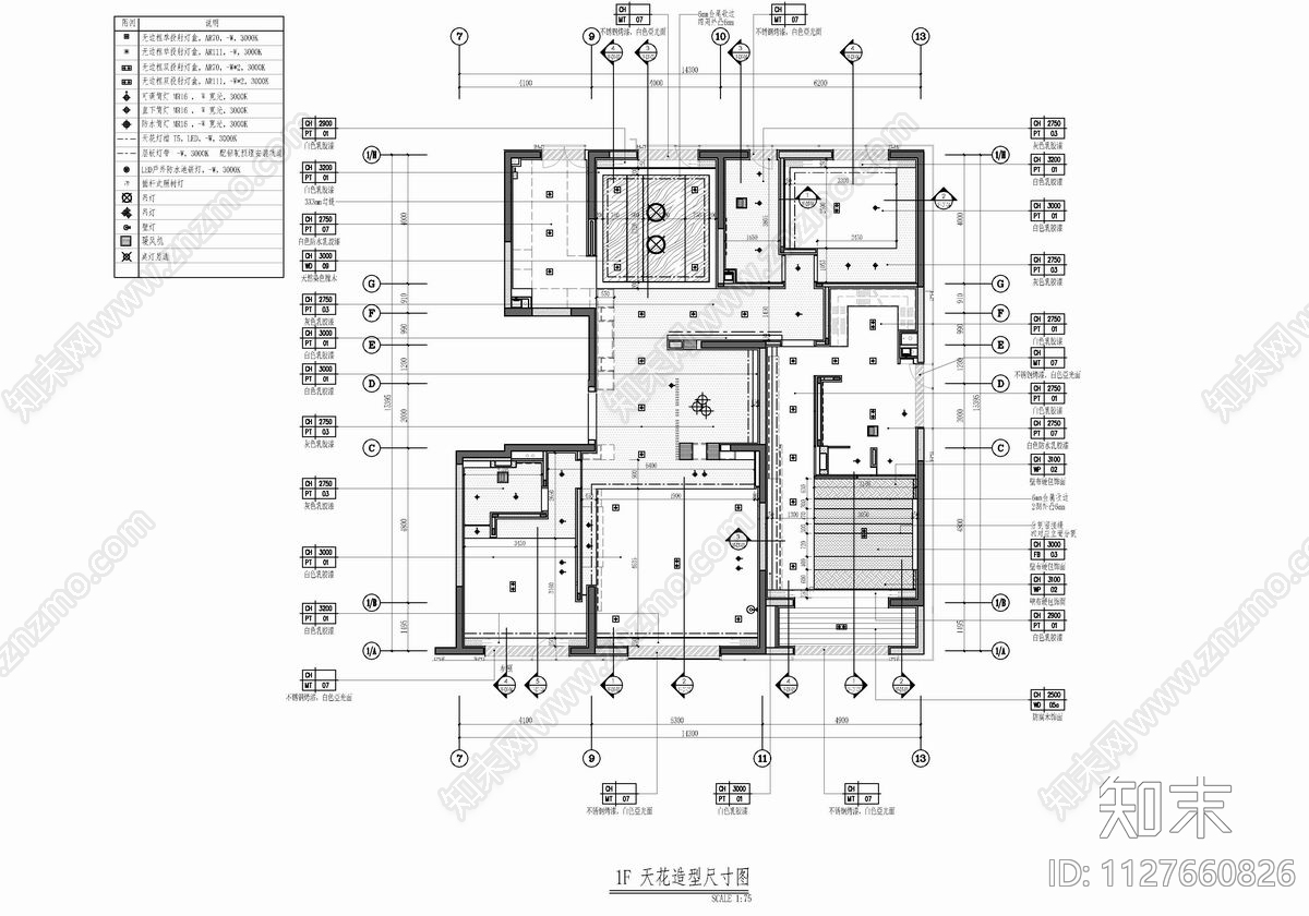 三层复式洋房别墅cad施工图下载【ID:1127660826】