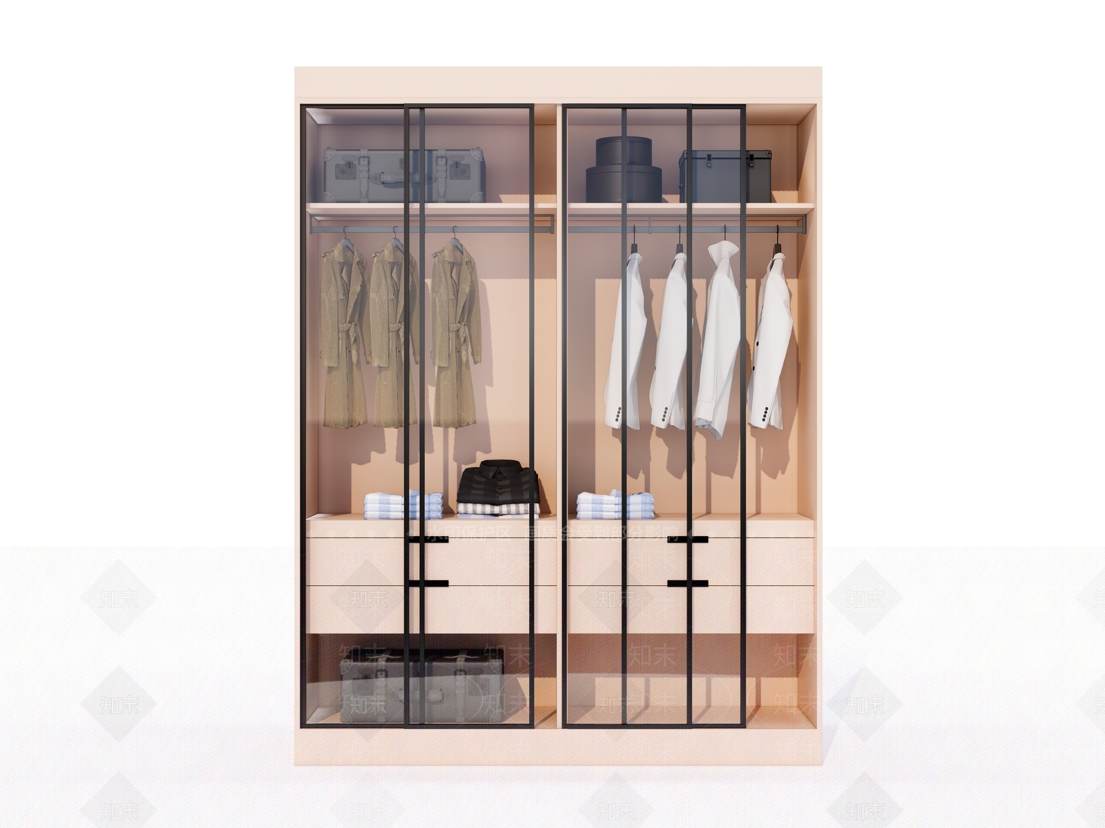 现代玻璃推拉门衣柜SU模型下载【ID:1127666382】