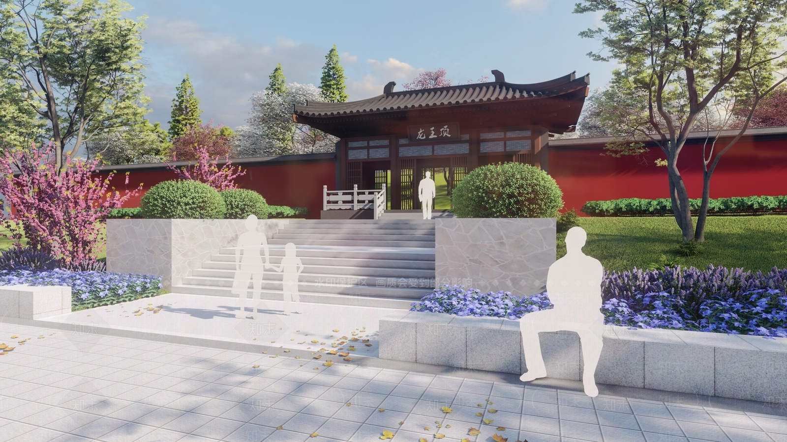 中式广场景观SU模型下载【ID:1127667612】