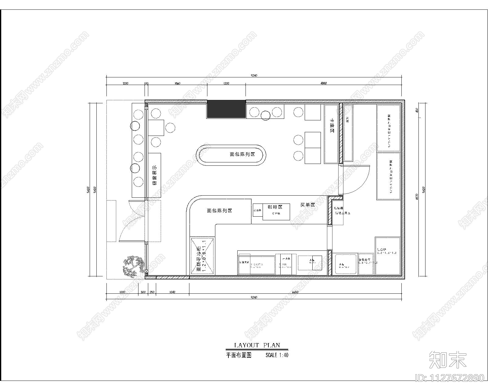 新古典奶茶店cad施工图下载【ID:1127672890】