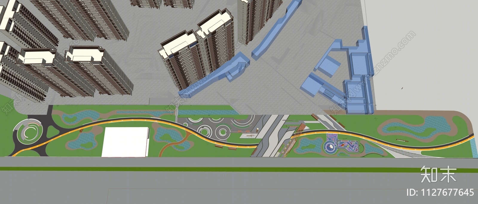 现代街边公园SU模型下载【ID:1127677645】