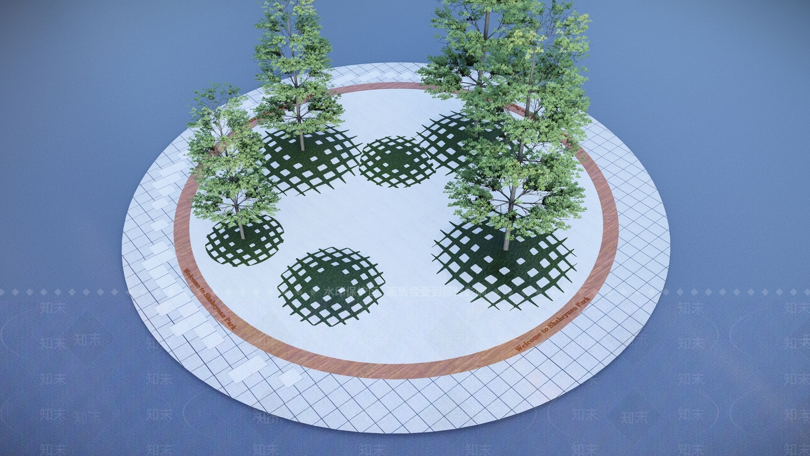 现代圆形广场景观SU模型下载【ID:1127680955】