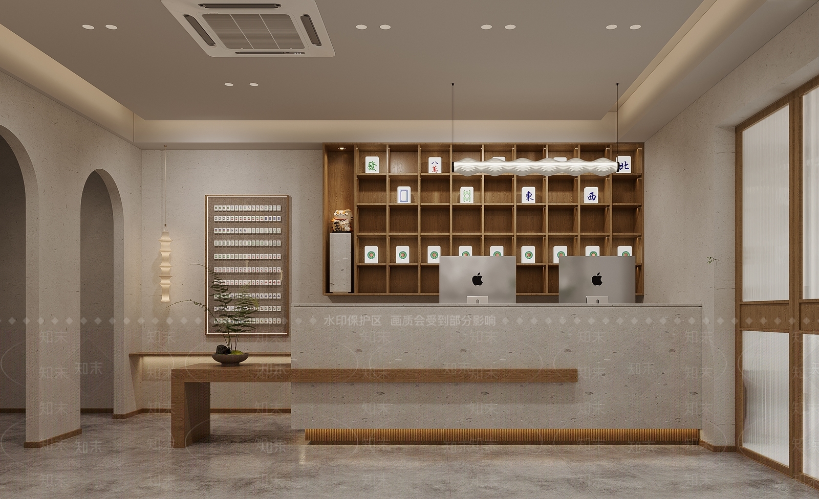 新中式棋牌室前台3D模型下载【ID:1127683566】