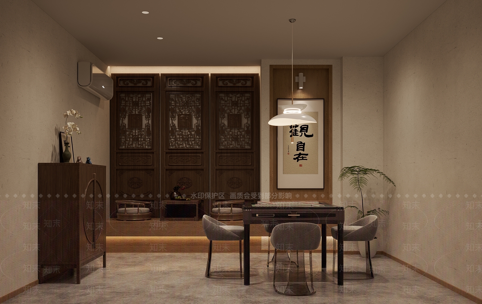 新中式棋牌室3D模型下载【ID:1127683575】