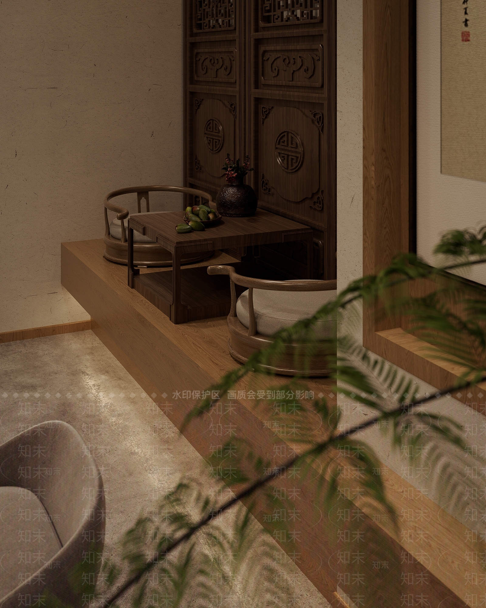 新中式棋牌室3D模型下载【ID:1127683575】