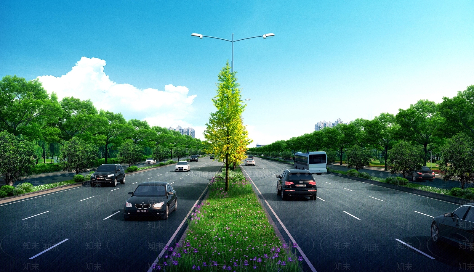 现代城市道路SU模型下载【ID:1127687709】