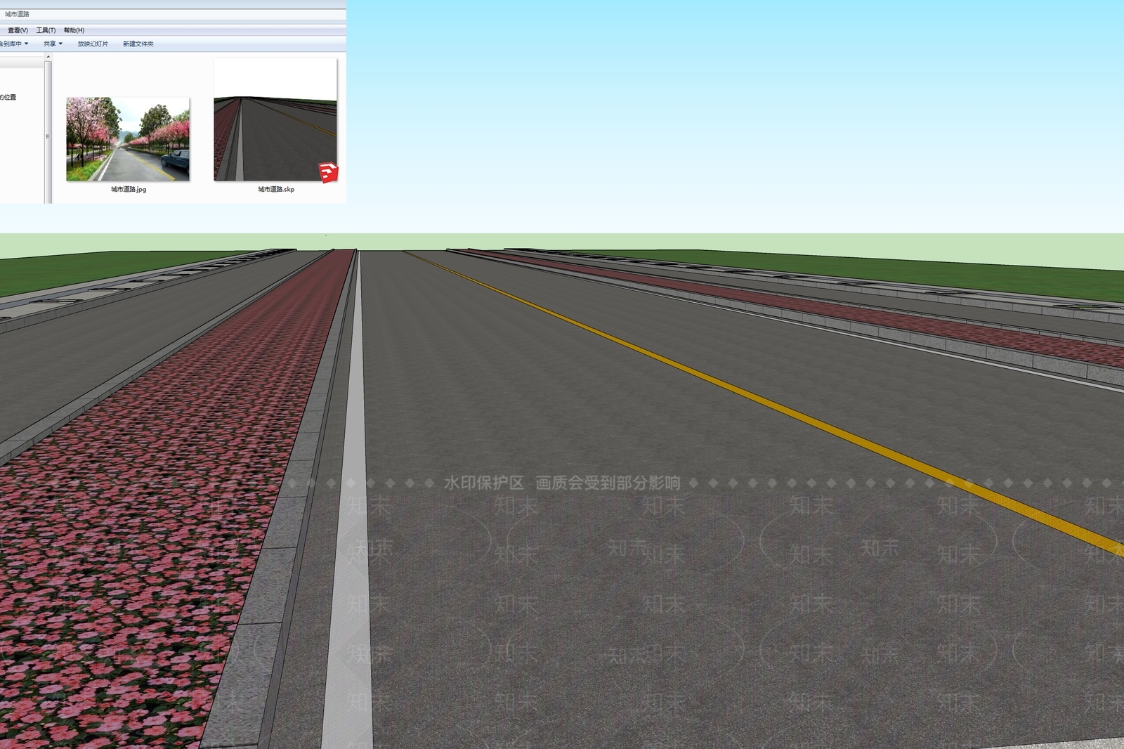现代城市道路SU模型下载【ID:1127690488】