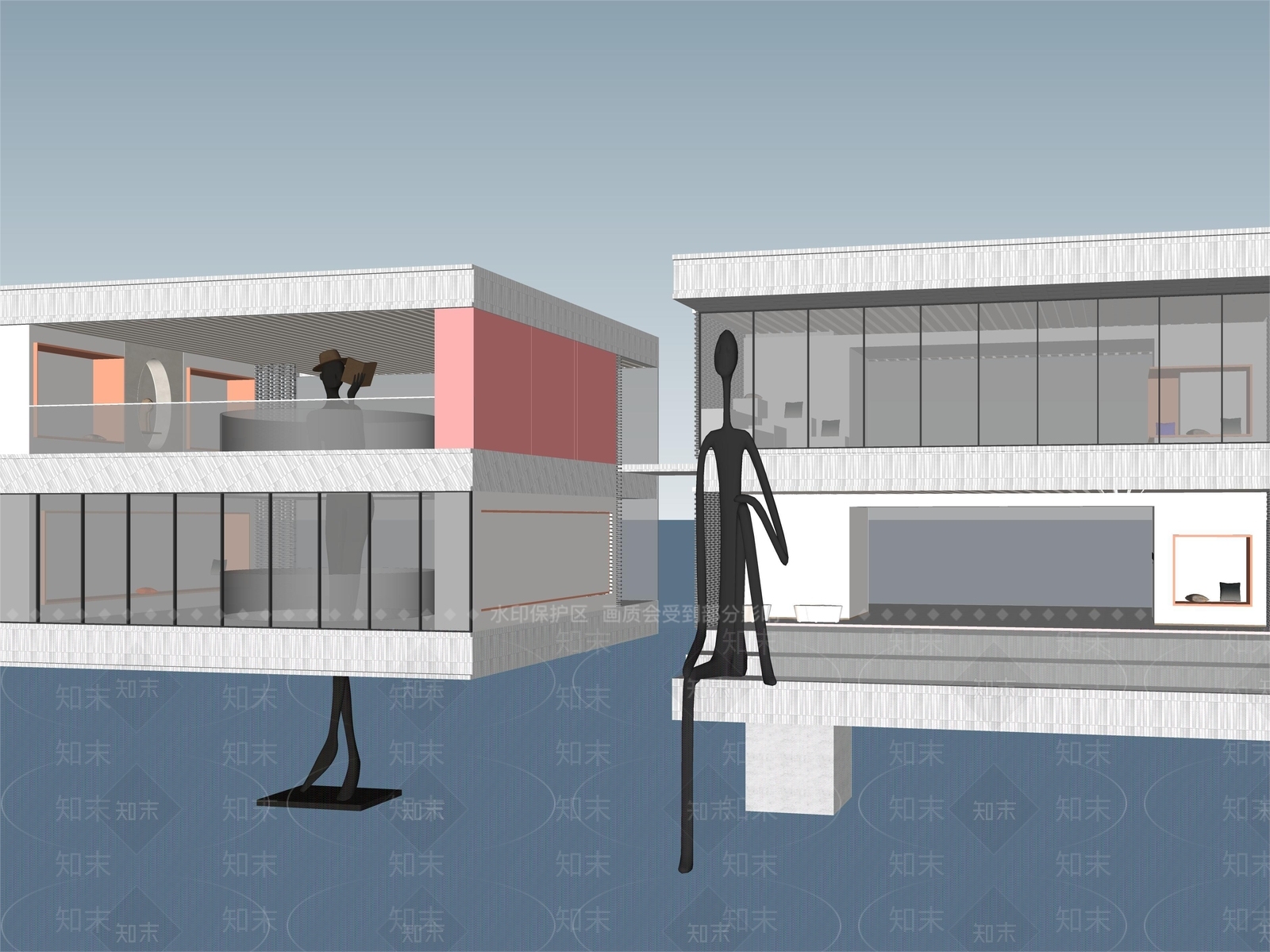 现代展览馆建筑SU模型下载【ID:1127696722】