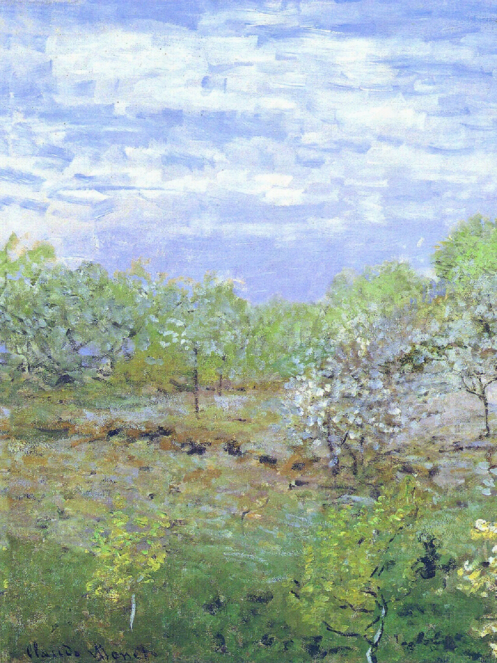 莫奈油画作品盛开的苹果树贴图下载【ID:1127699154】