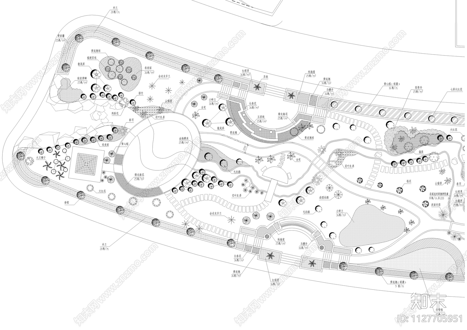公园植物配置图施工图下载【ID:1127705951】