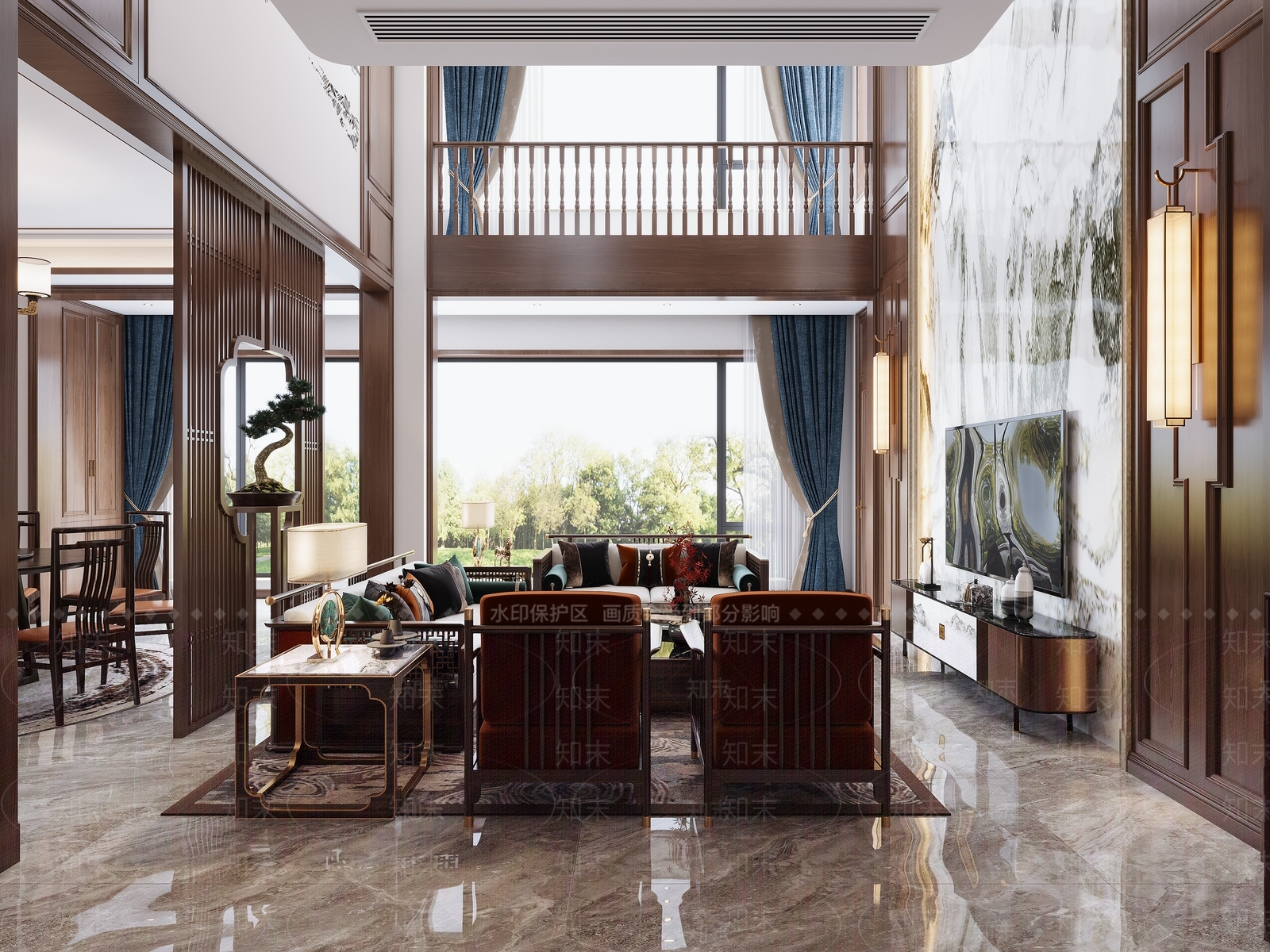 新中式家居餐厅3D模型下载【ID:1221978107】