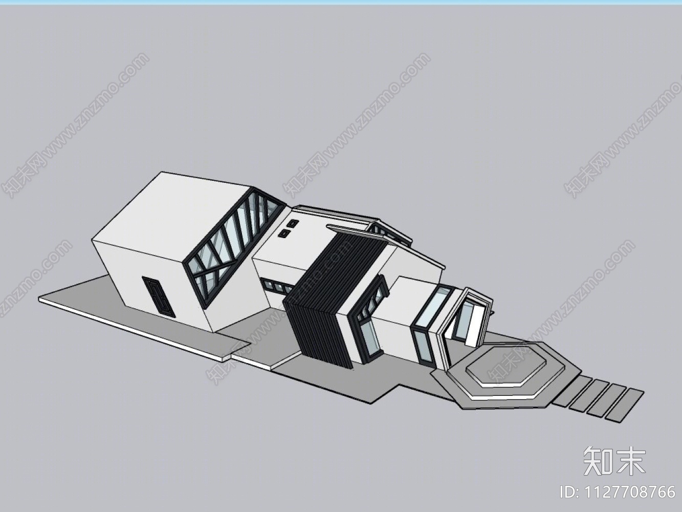 现代餐饮建筑SU模型下载【ID:1127708766】